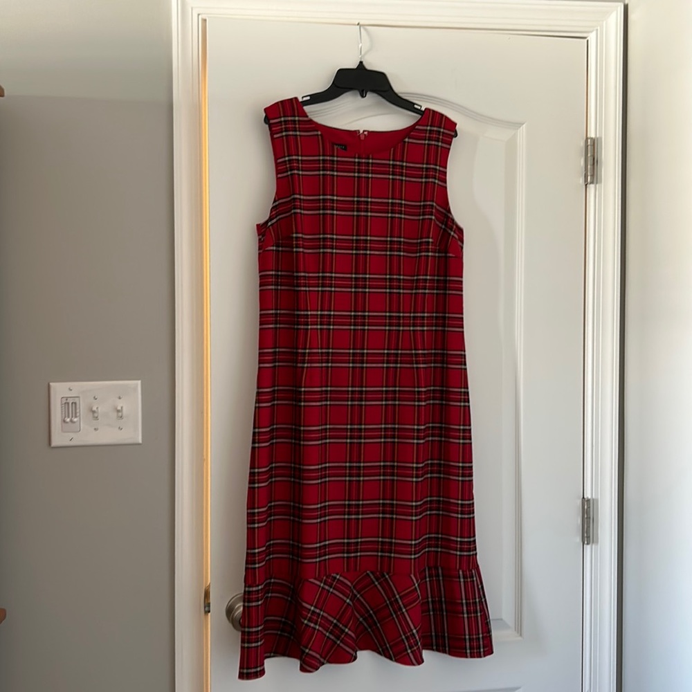 NWOT Talbots Red Plaid Dress Size 10 fully lined.